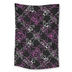 Dark Intersecting Lace Pattern Large Tapestry by dflcprints