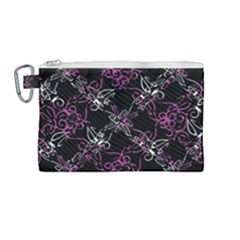 Dark Intersecting Lace Pattern Canvas Cosmetic Bag (medium) by dflcprints