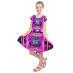 Flower Cartoon In A Cave Pop Art Kids  Short Sleeve Dress by pepitasart