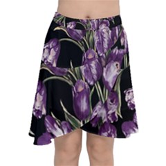 Purple Tulip Print Chiffon Wrap by CasaDiModa