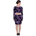 Purple Tulip print Long Sleeve Crop Top & Bodycon Skirt Set View2