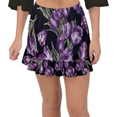 Purple Tulip Print Fishtail Mini Chiffon Skirt by CasaDiModa