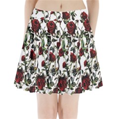 Red Roses Pleated Mini Skirt