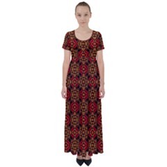 Colorful Ornate Pattern Design High Waist Short Sleeve Maxi Dress by dflcprints