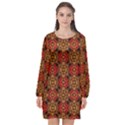 Colorful Ornate Pattern Design Long Sleeve Chiffon Shift Dress  View1