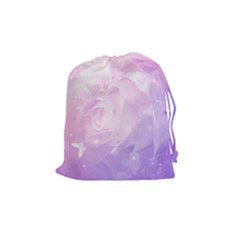 Beautiful Rose, Soft Violet Colors Drawstring Pouches (medium)  by FantasyWorld7