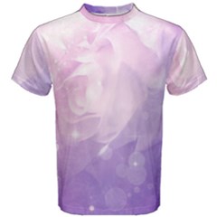 Beautiful Rose, Soft Violet Colors Men s Cotton Tee by FantasyWorld7