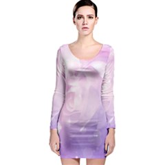 Beautiful Rose, Soft Violet Colors Long Sleeve Bodycon Dress by FantasyWorld7