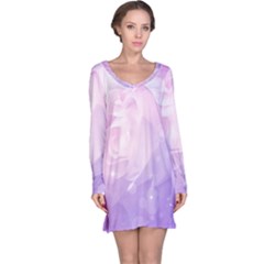 Beautiful Rose, Soft Violet Colors Long Sleeve Nightdress by FantasyWorld7