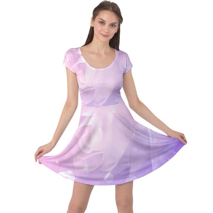 Beautiful Rose, Soft Violet Colors Cap Sleeve Dress