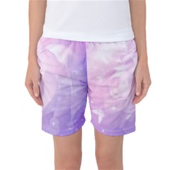 Beautiful Rose, Soft Violet Colors Women s Basketball Shorts by FantasyWorld7