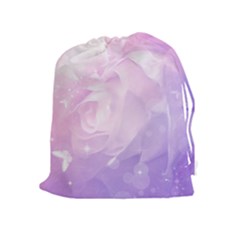 Beautiful Rose, Soft Violet Colors Drawstring Pouches (extra Large) by FantasyWorld7