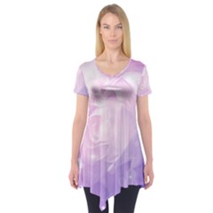 Beautiful Rose, Soft Violet Colors Short Sleeve Tunic  by FantasyWorld7