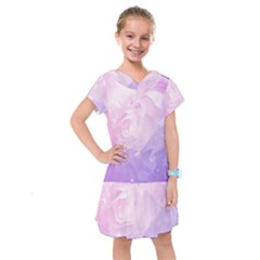 Beautiful Rose, Soft Violet Colors Kids  Drop Waist Dress by FantasyWorld7