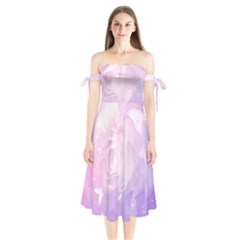 Beautiful Rose, Soft Violet Colors Shoulder Tie Bardot Midi Dress by FantasyWorld7