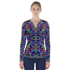 Colorful-17 V-neck Long Sleeve Top by ArtworkByPatrick