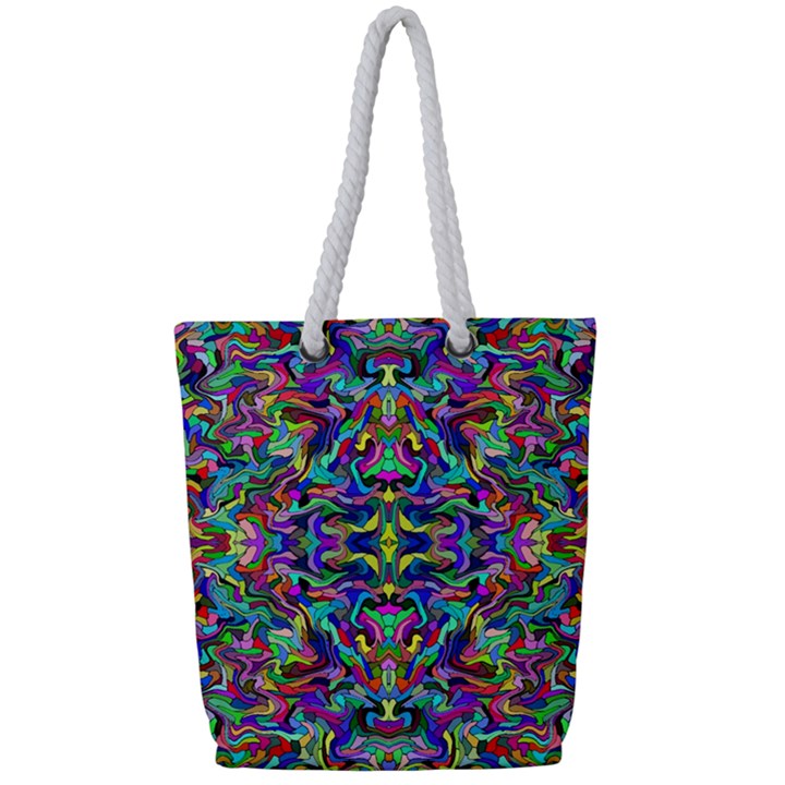 COLORFUL-17 Full Print Rope Handle Tote (Small)