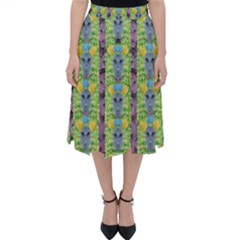 Decorative Summer Girls With Flower Hair Folding Skater Skirt by pepitasart