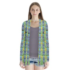 Decorative Summer Girls With Flower Hair Drape Collar Cardigan by pepitasart