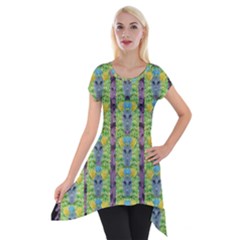 Decorative Summer Girls With Flower Hair Short Sleeve Side Drop Tunic by pepitasart