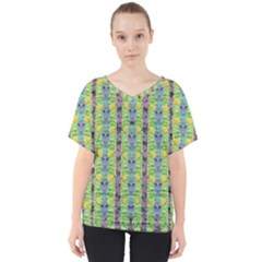 Decorative Summer Girls With Flower Hair V-neck Dolman Drape Top by pepitasart