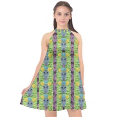 Decorative Summer Girls With Flower Hair Halter Neckline Chiffon Dress  by pepitasart