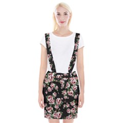 Pink Roses Print Braces Suspender Skirt by CasaDiModa