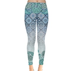 Dark Turquoise Basket Weave Prints Leggings  by PattyVilleDesigns