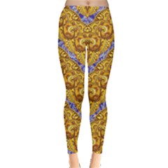 Yellow Classic Paisley Prints Leggings  by PattyVilleDesigns