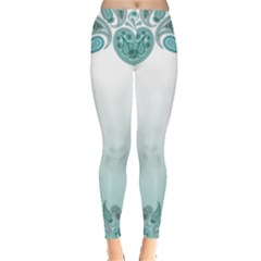 Pale Turquoise Paisley Prints Leggings  by PattyVilleDesigns