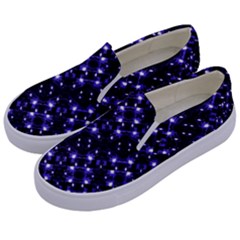 Dark Galaxy Stripes Pattern Kids  Canvas Slip Ons by dflcprints