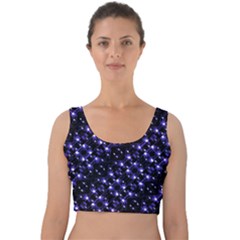 Dark Galaxy Stripes Pattern Velvet Crop Top