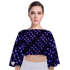 Dark Galaxy Stripes Pattern Tie Back Butterfly Sleeve Chiffon Top by dflcprints