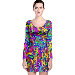 Artwork By Patrick-colorful-18 Long Sleeve Velvet Bodycon Dress by ArtworkByPatrick