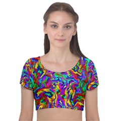 Artwork By Patrick-colorful-18 Velvet Short Sleeve Crop Top 