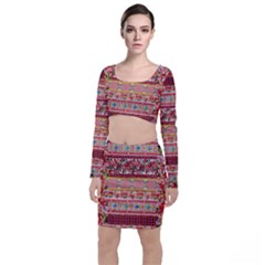 Carretto Siciliano Print Long Sleeve Crop Top & Bodycon Skirt Set by CasaDiModa