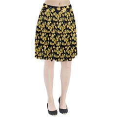 Yellow Tulip Print Pleated Skirt