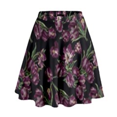 Purple Tulip Print High Waist Skirt by CasaDiModa