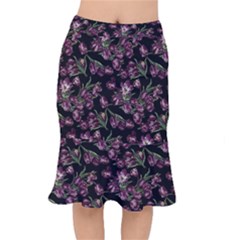 Purple Tulip Print Mermaid Skirt by CasaDiModa