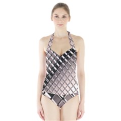 3d Abstract Pattern Halter Swimsuit