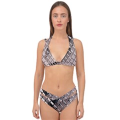 3d Abstract Pattern Double Strap Halter Bikini Set