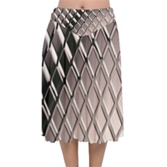 3d Abstract Pattern Velvet Flared Midi Skirt