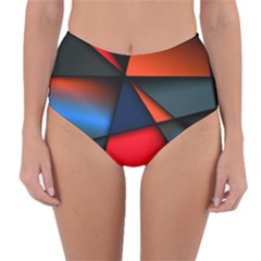 3d And Abstract Reversible High-Waist Bikini Bottoms