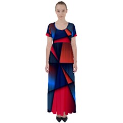 3d And Abstract High Waist Short Sleeve Maxi Dress