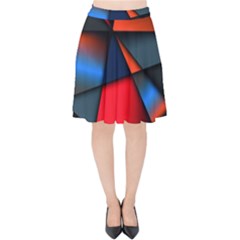 3d And Abstract Velvet High Waist Skirt