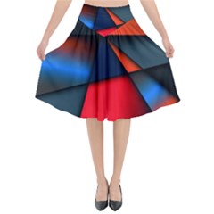 3d And Abstract Flared Midi Skirt