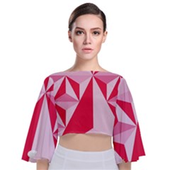 3d Pattern Experiments Tie Back Butterfly Sleeve Chiffon Top