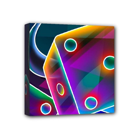 3d Cube Dice Neon Mini Canvas 4  X 4  by Sapixe