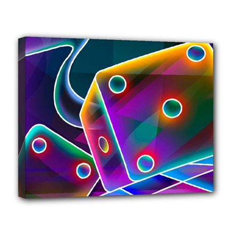 3d Cube Dice Neon Canvas 14  X 11  by Sapixe