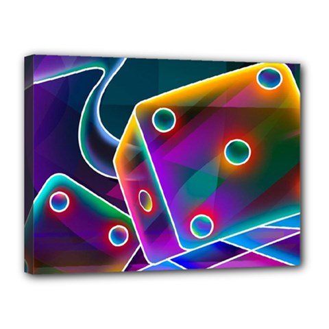 3d Cube Dice Neon Canvas 16  X 12  by Sapixe